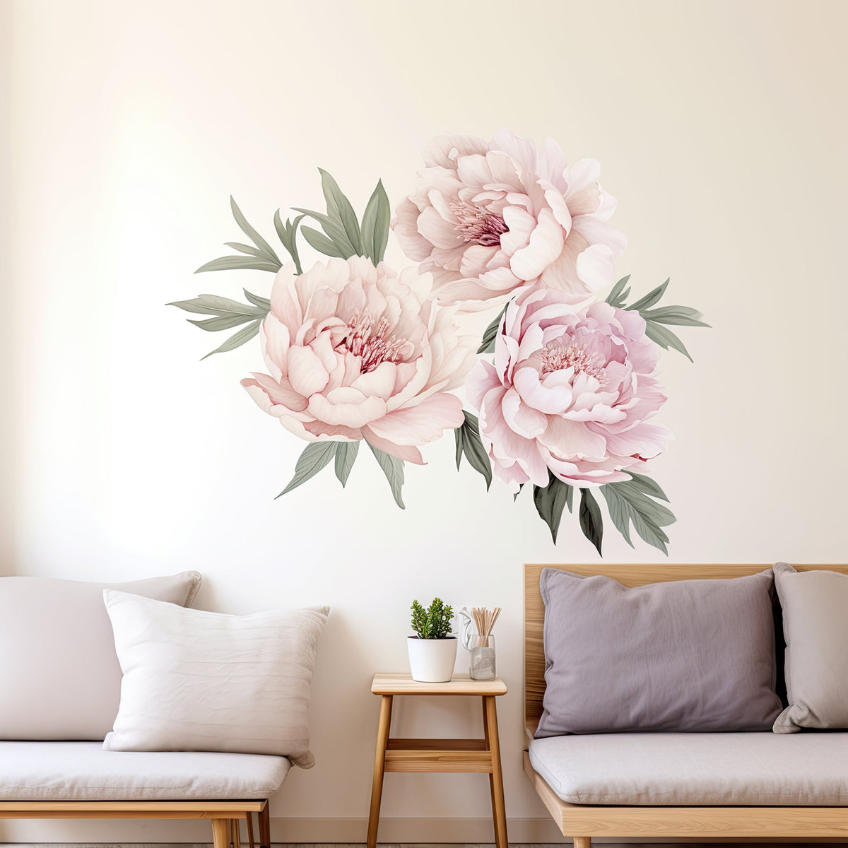 Alternate product view of Lush Watercolor Peony Wall Decals.