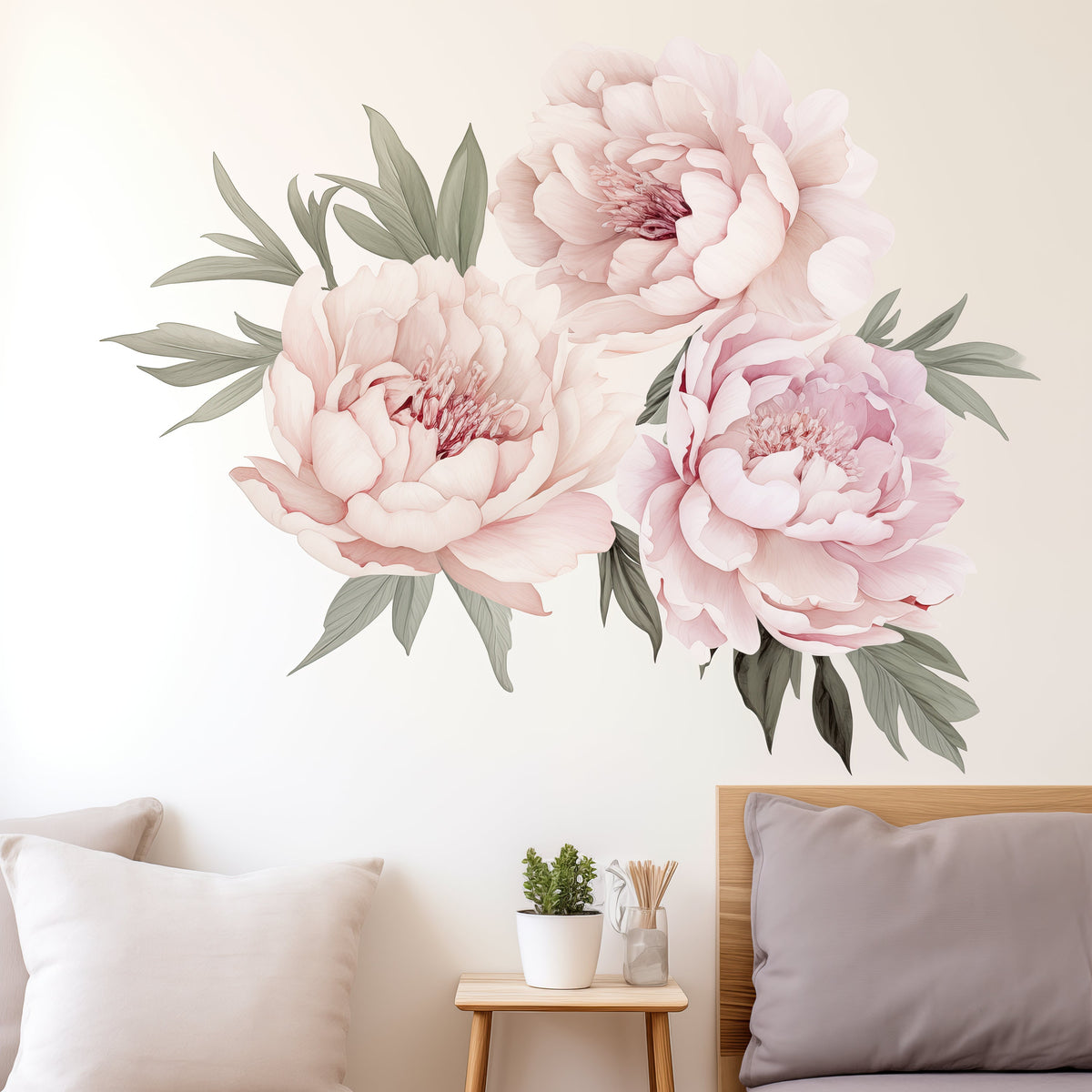 Product gallery view of Lush Watercolor Peony Wall Decals.