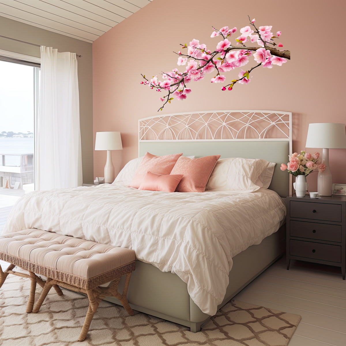 Alternate product view of Cherry Blossom Corner Tree Wall Decal.