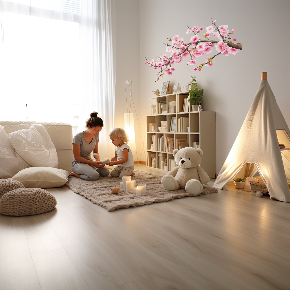 Product gallery view of Cherry Blossom Corner Tree Wall Decal.