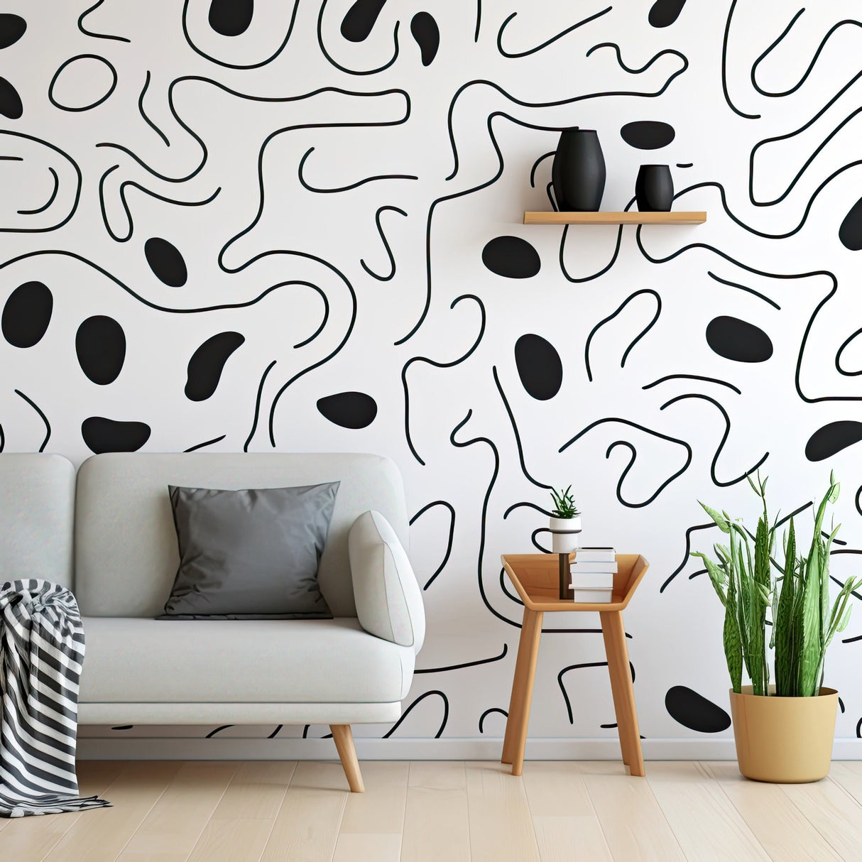 Modern Abstract Black and White Decal