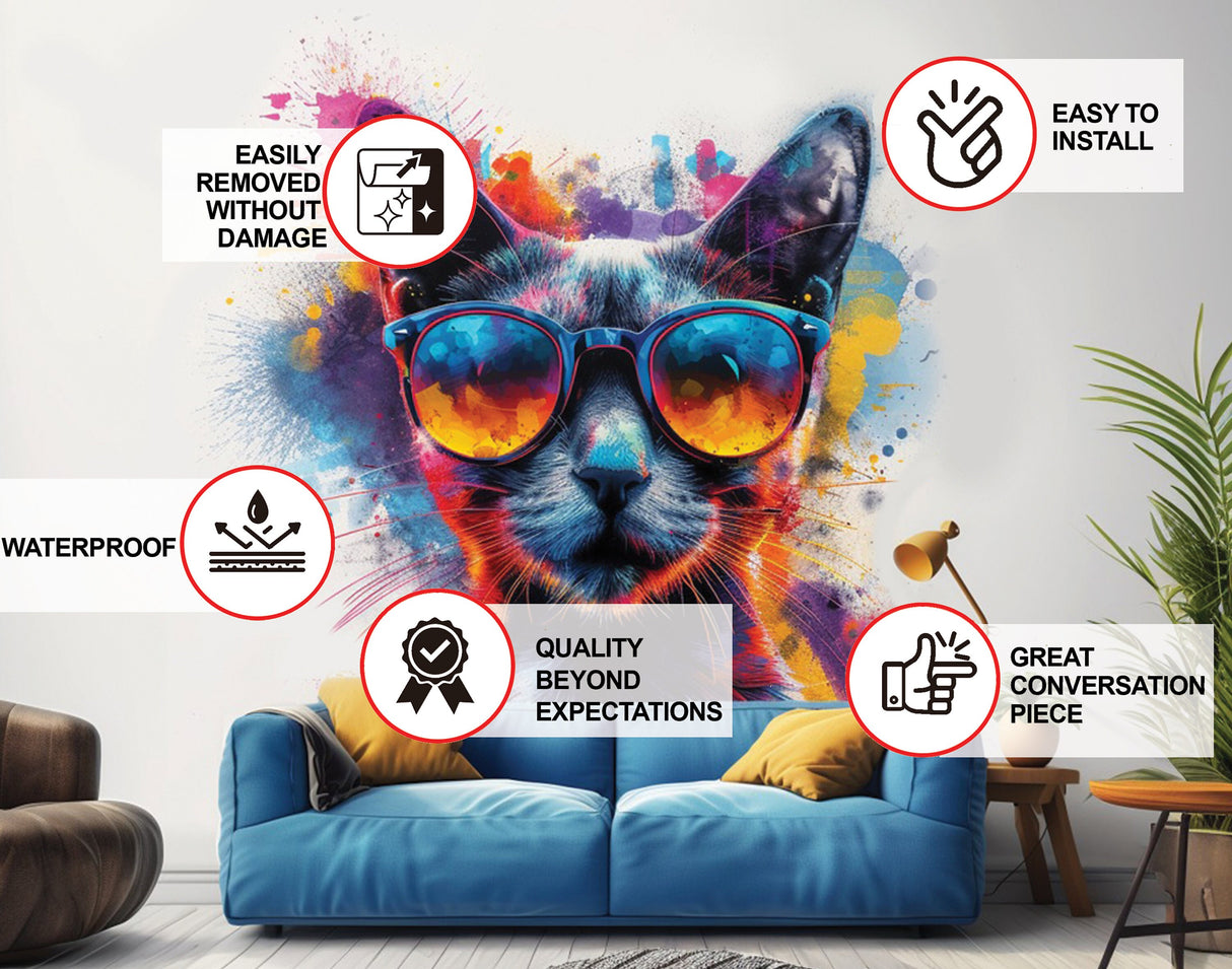 Additional product view of Cat with Sunglasses Wall Decal.