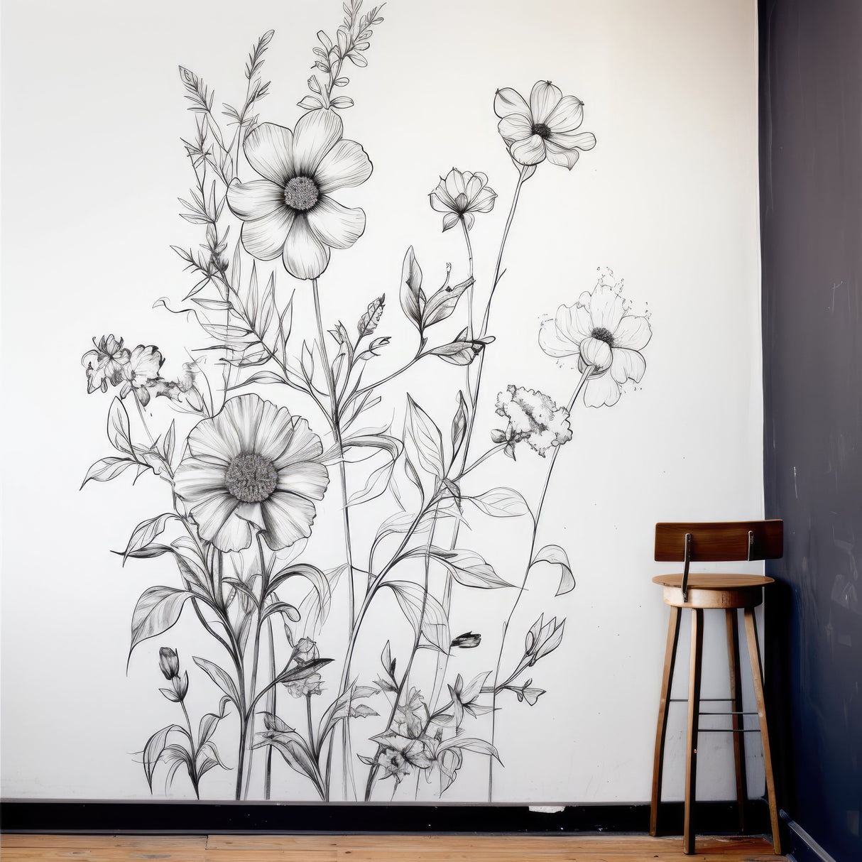 Classic botanical drawing wall art decal.