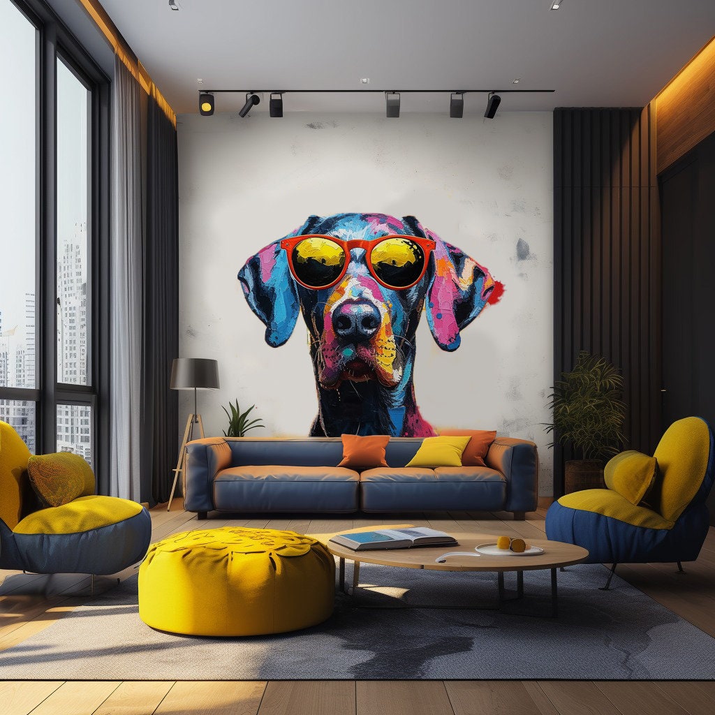 Alternate product view of Great Dane with Sunglasses Wall Decal.