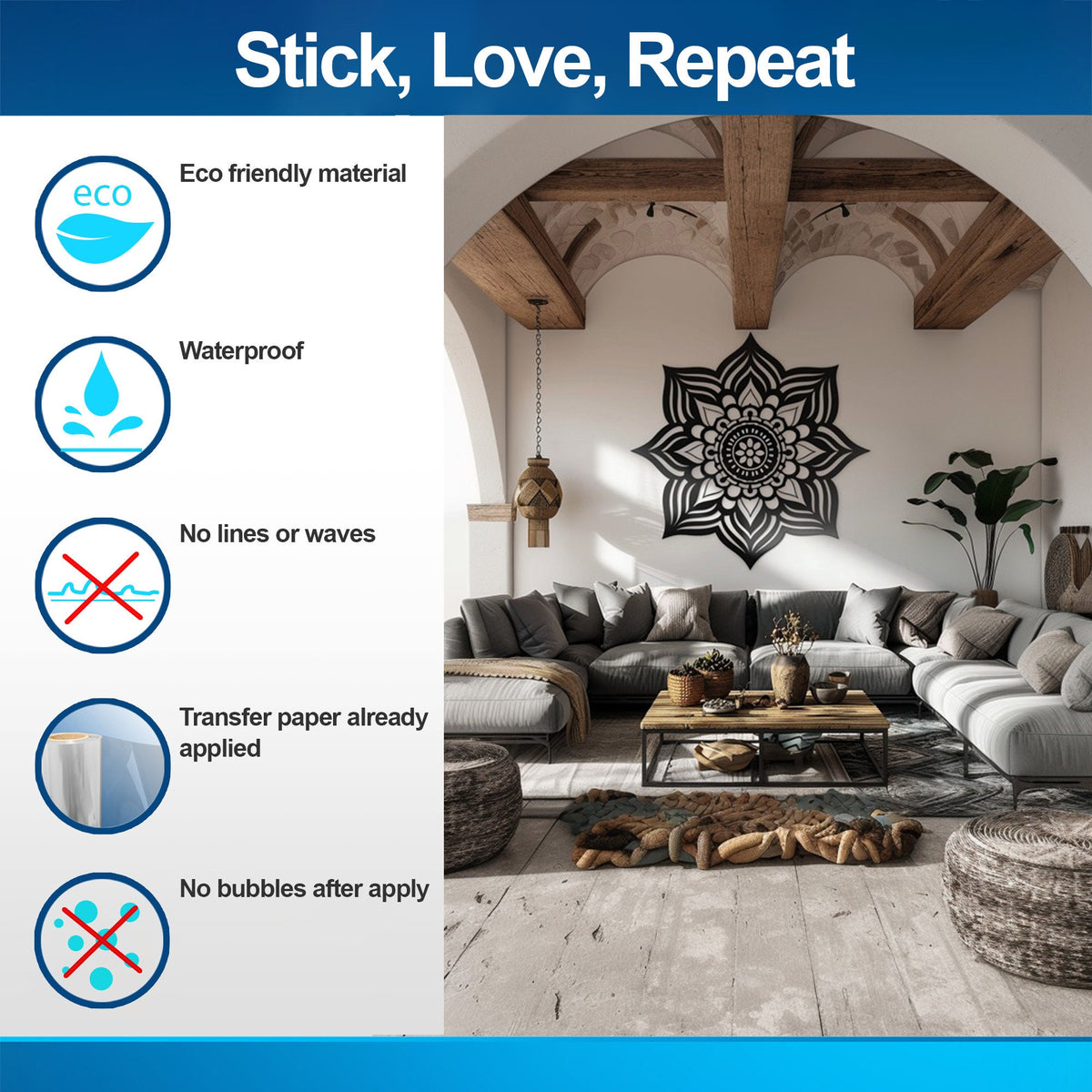 Additional product detail of Boho Mandala Wall Decal.
