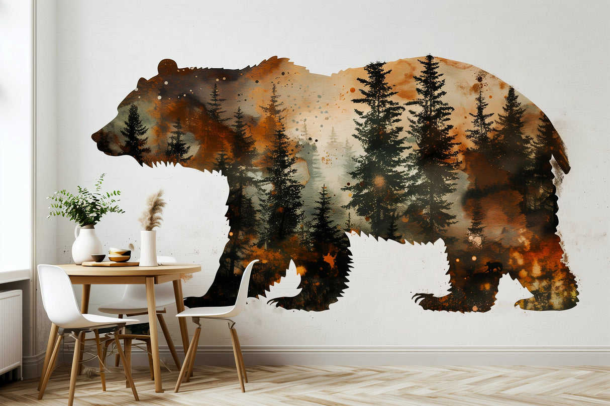 Additional product view of Autumn Forest Bear Silhouette Wall Sticker.