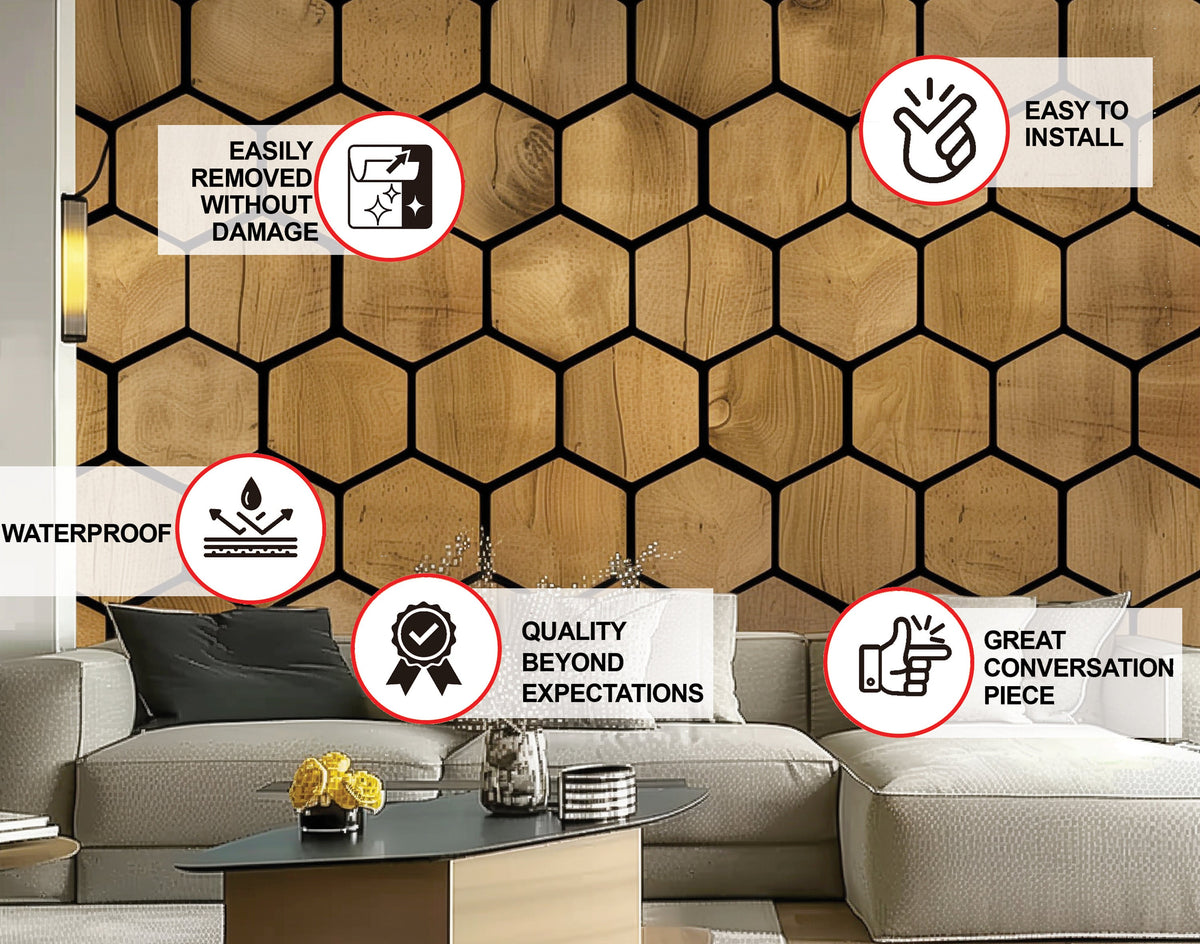 Alternate product view of Hexagon Wallpaper Decals.