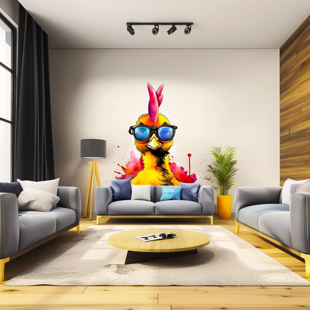Product gallery view of Funny Baby Chicken with Glasses Wall Decal.