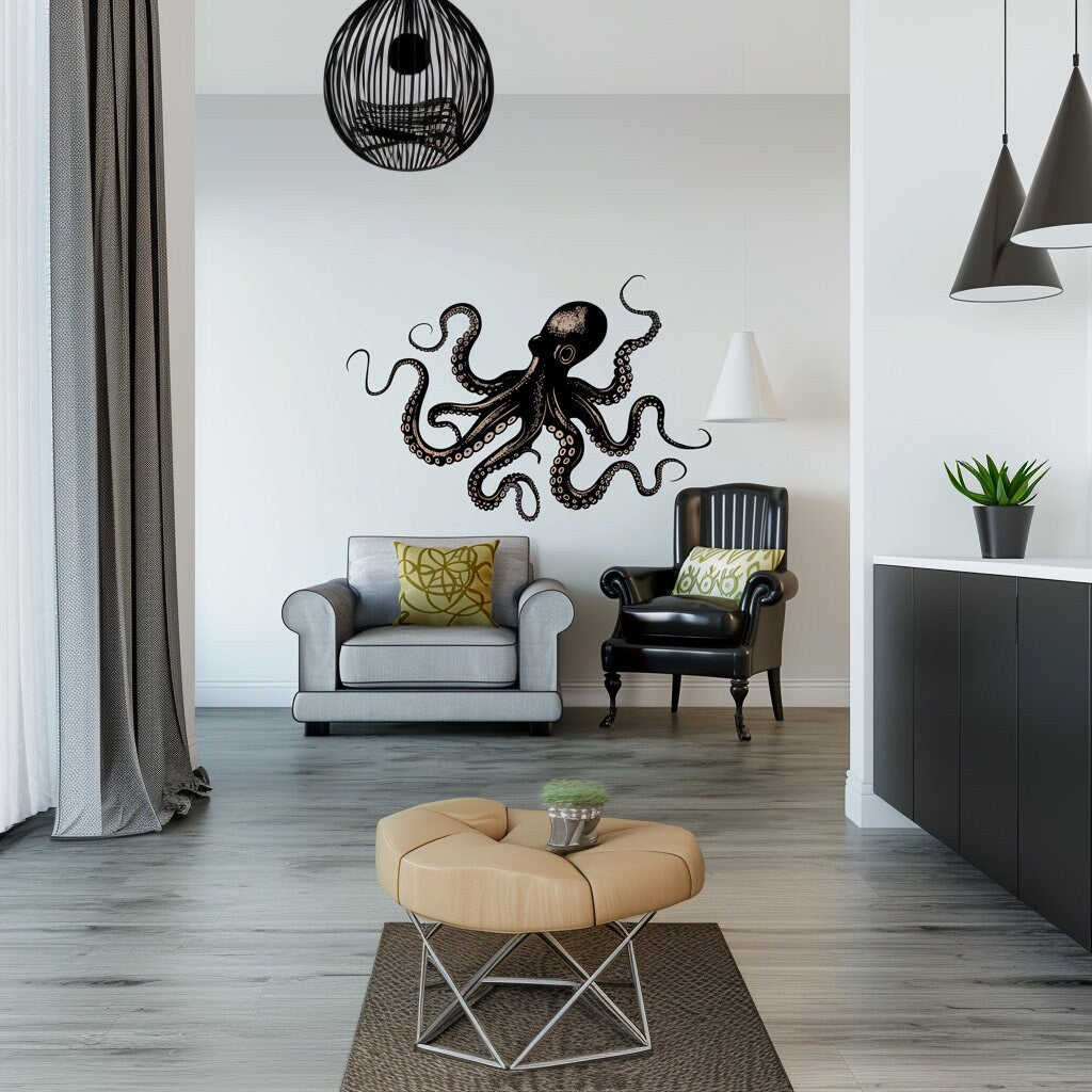 Alternate gallery view of Elegant Octopus Wall Sticker Decals.