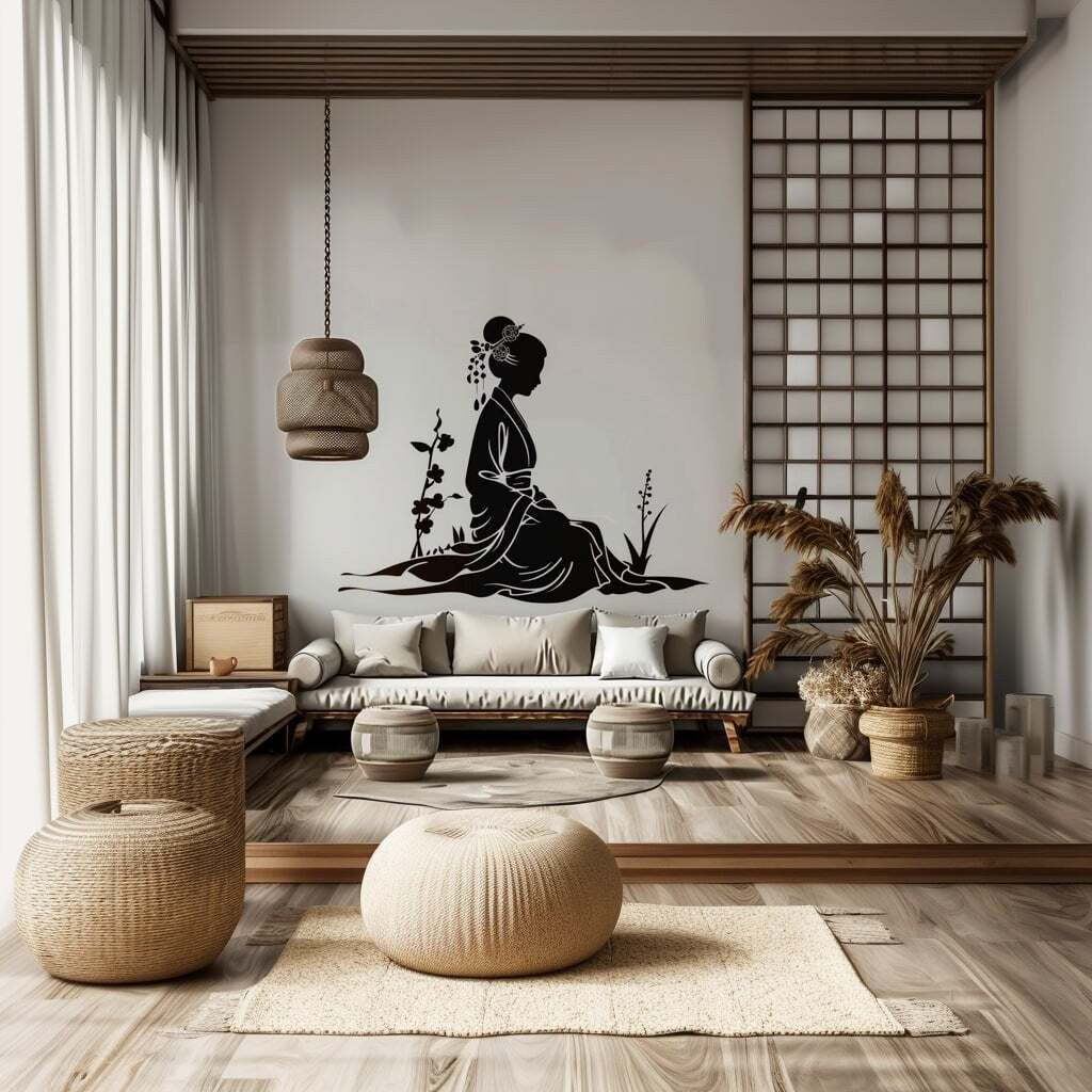 Product gallery view of Geisha Silhouette Wall Decal Sticker.
