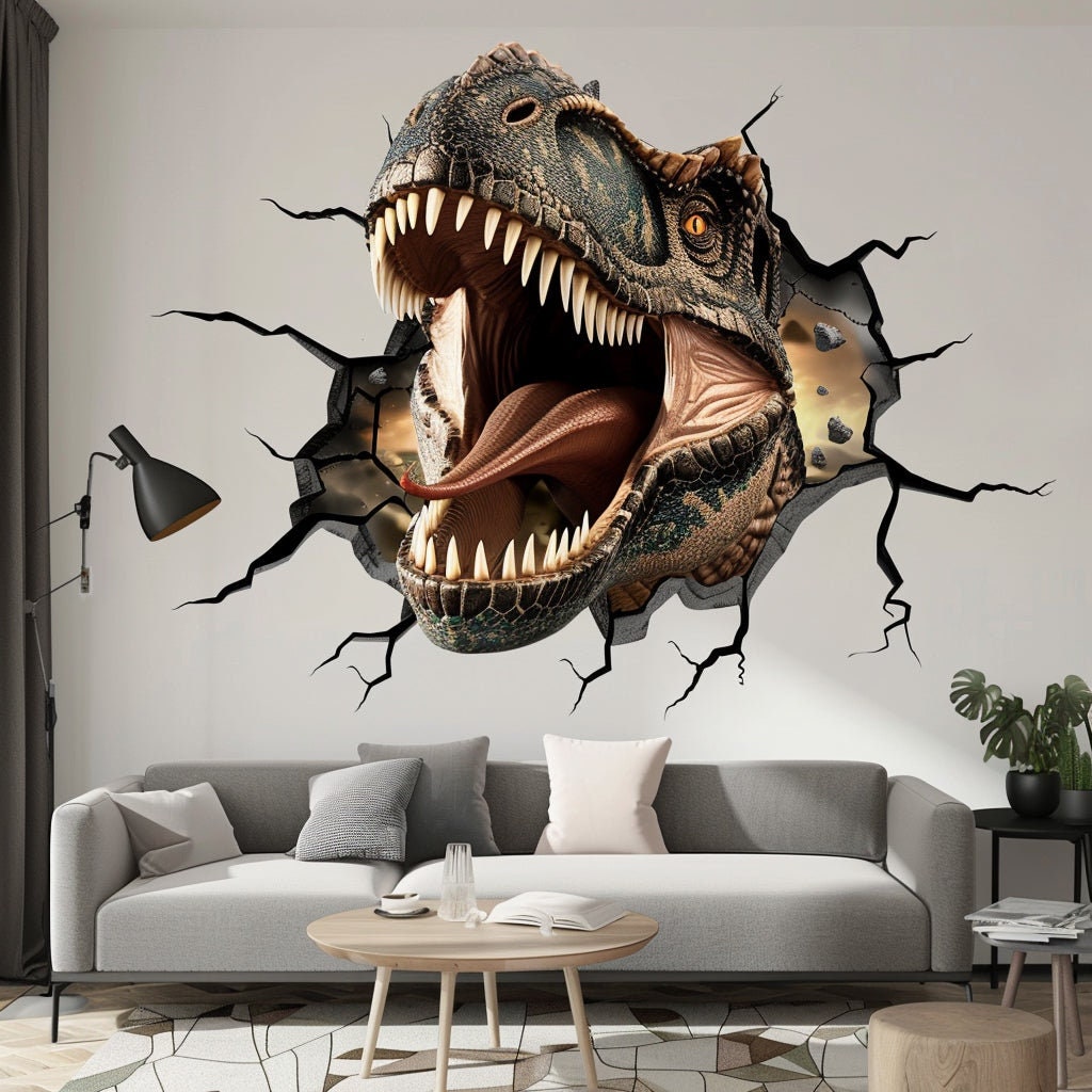 Alternate product view of 3D Roaring Carnotaurus Dinosaur Wall Decal Sticker.
