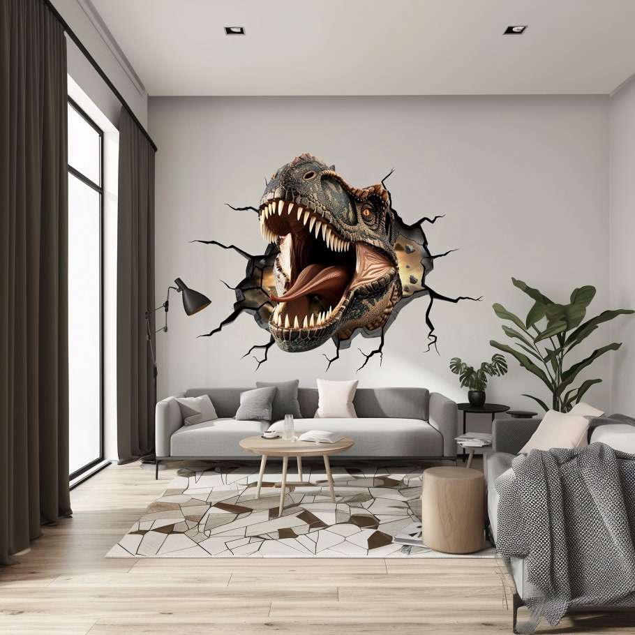 Product gallery view of 3D Roaring Carnotaurus Dinosaur Wall Decal Sticker.