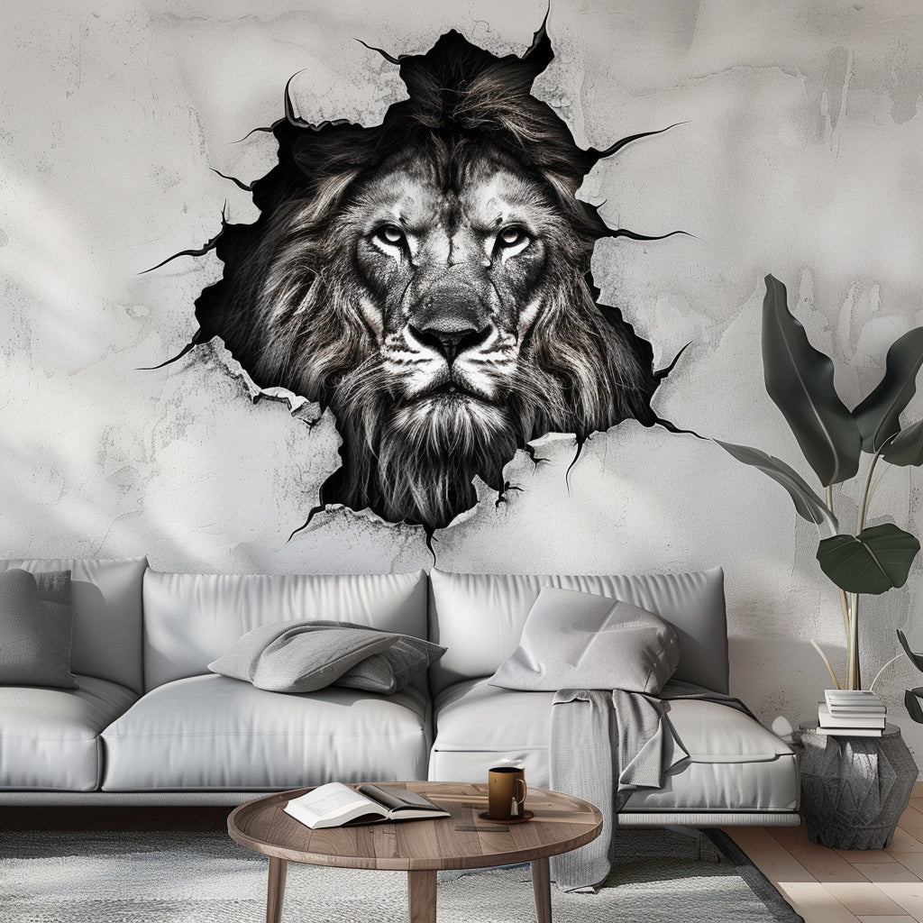 Alternate product view of 3D Lion Head Wall Decal.