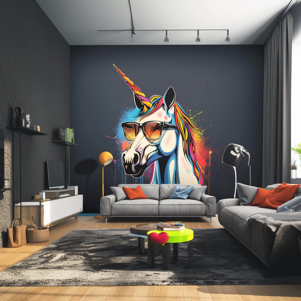Alternate product view of Graffiti Unicorn Wall Sticker.