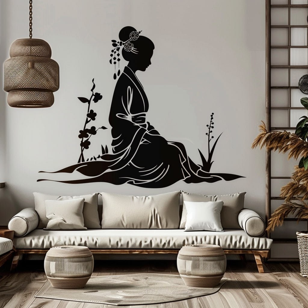 Alternate product view of Geisha Silhouette Wall Decal Sticker.