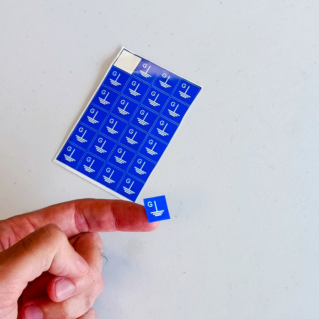 Product gallery view of Blue Grounding Symbol Stickers.