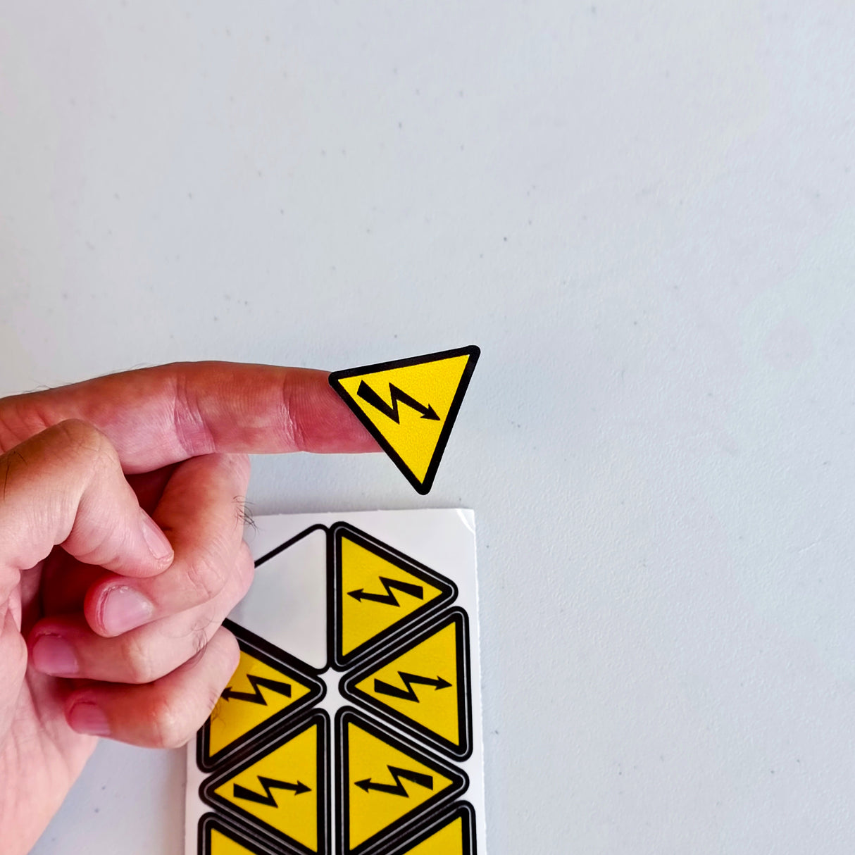 High Voltage Electrical Shock Hazard Stickers - Pack of 10 Yellow Triangle Warning Vinyl Decals.