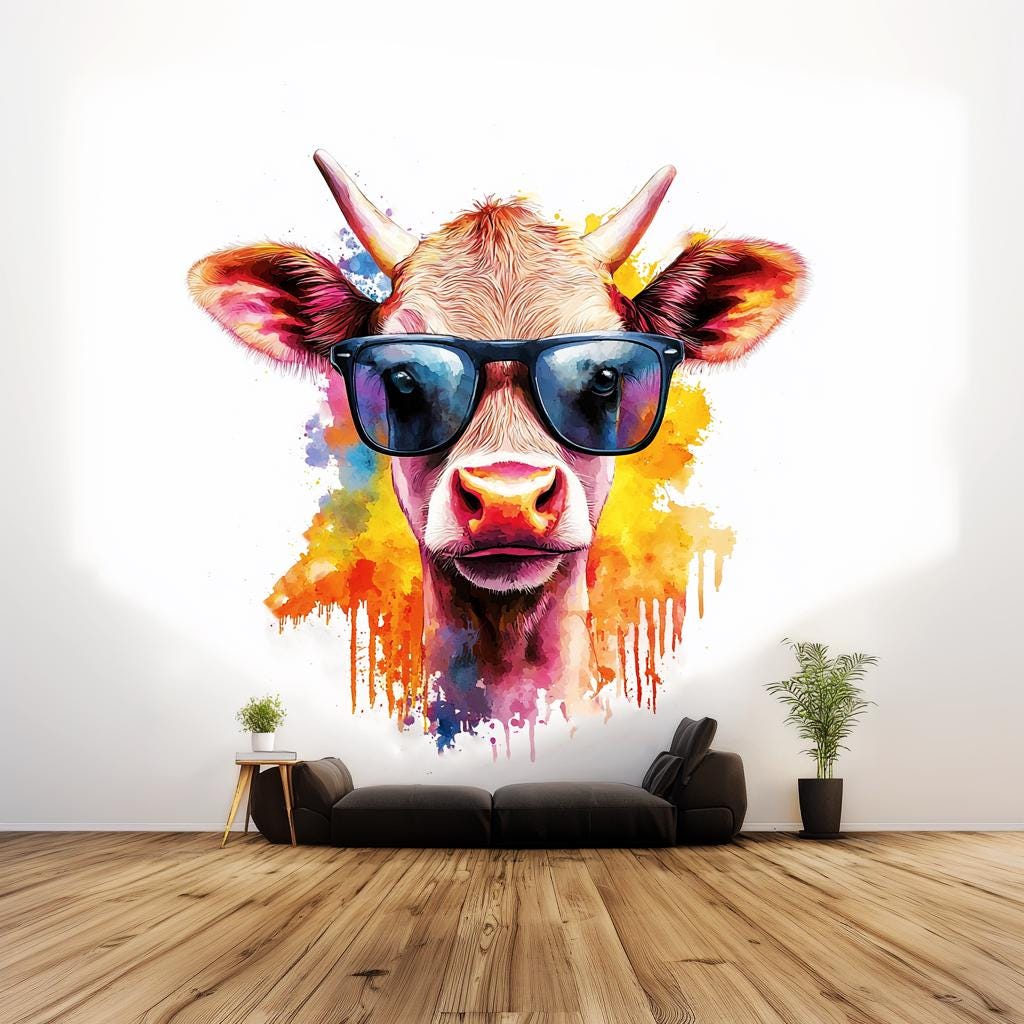 Product view of Baby Cow with Sunglasses Sticker.