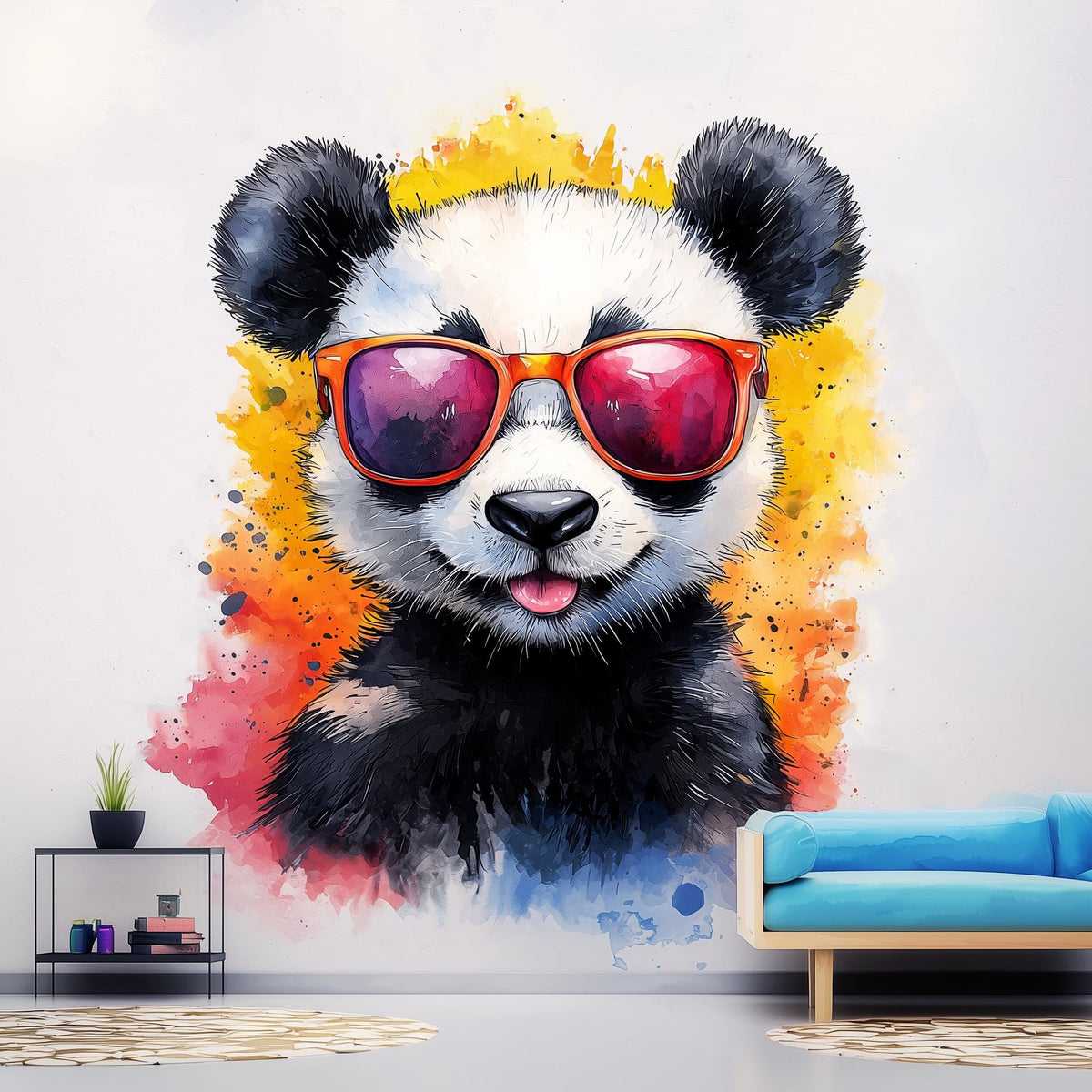 Alternate product view of Adorable Baby Panda Wall Decal with Sunglasses.