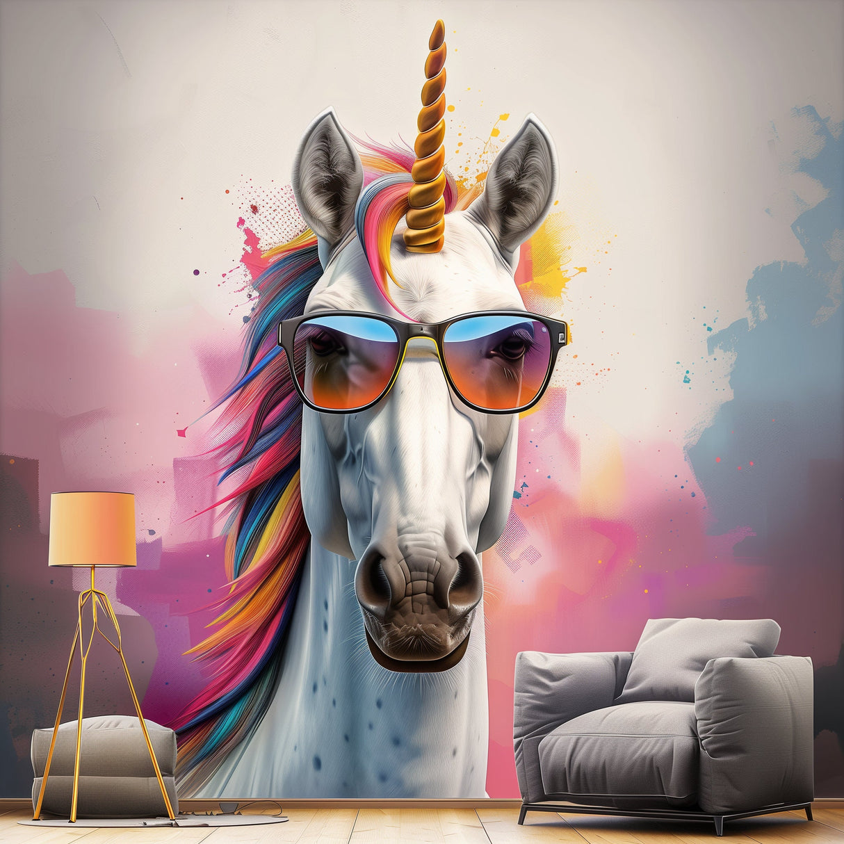 Alternate product view of Photorealistic Graffiti Unicorn Wall Sticker.