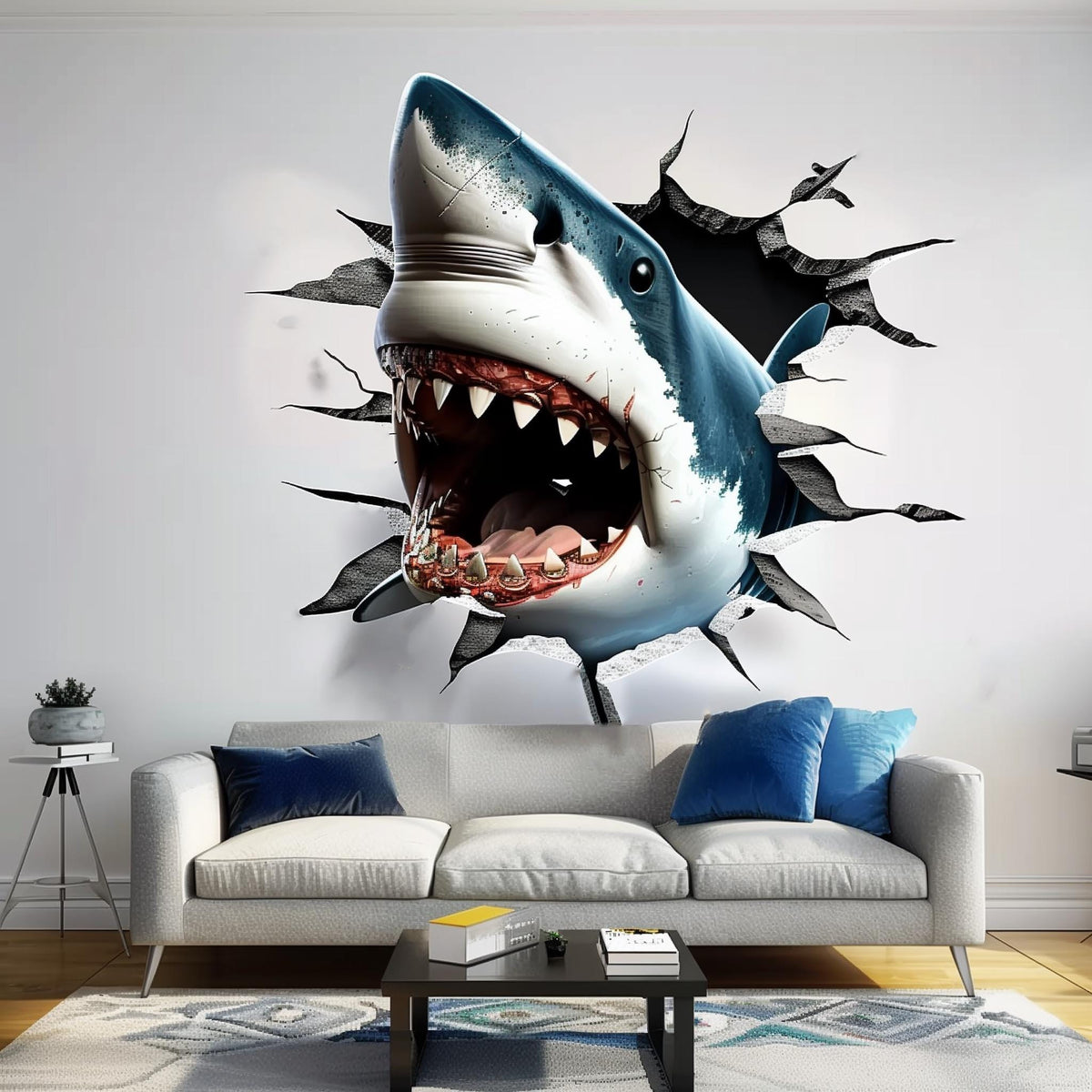 Product gallery view of 3D Great White Shark Wall Sticker.