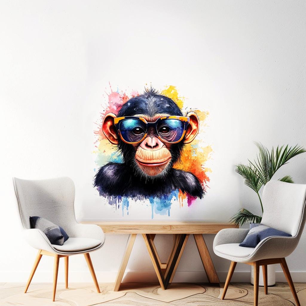 Additional product view of Colorful Baby Chimpanzee Wall Sticker.