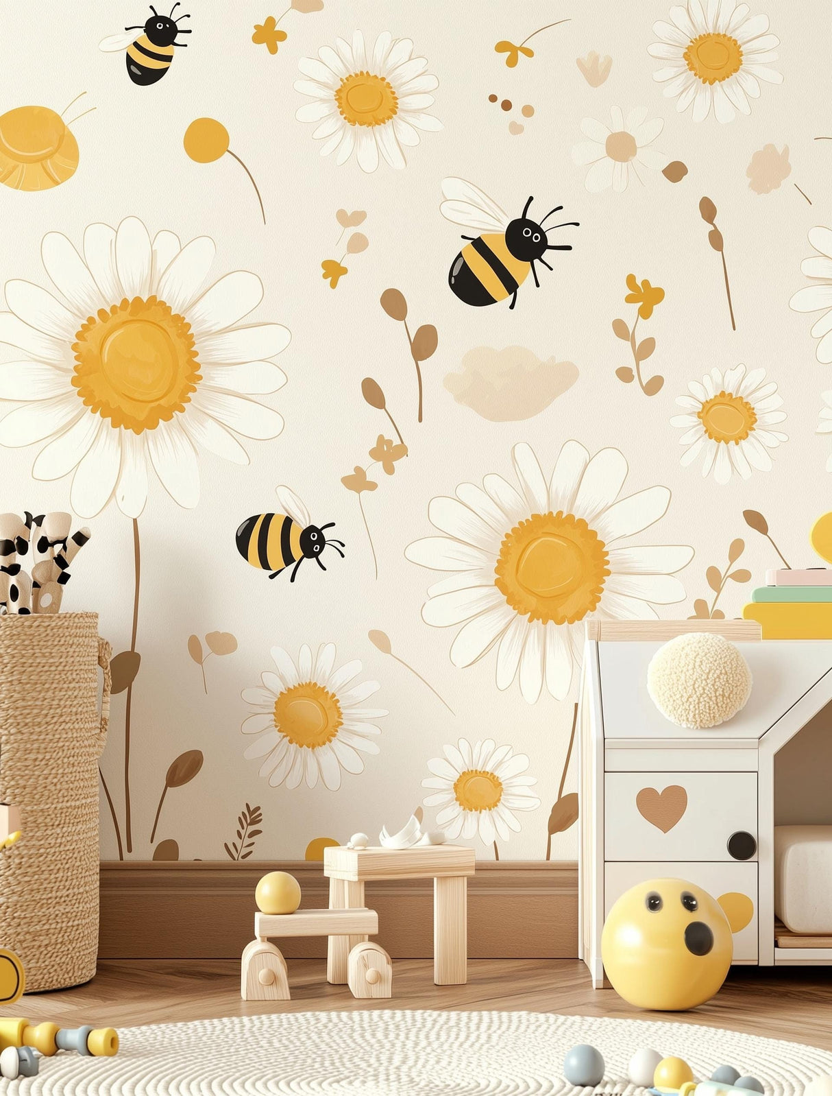 Product view of Daisy and Bee Wall Decals.