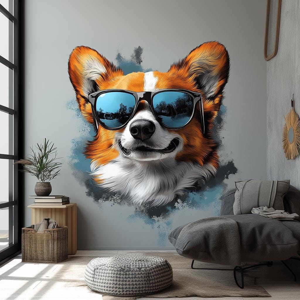 Alternate gallery view of Corgi with Sunglasses Wall Decal.