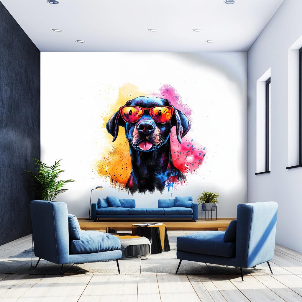 Bold Labrador Retriever Wall Sticker displayed in a room setting.
