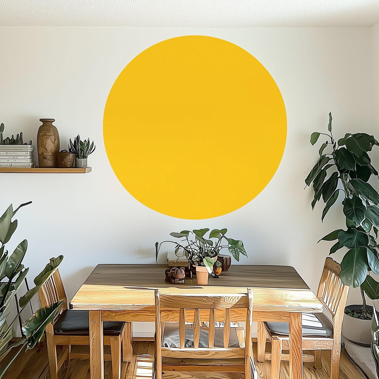 Yellow Circle Wall Decal displayed in a room setting.