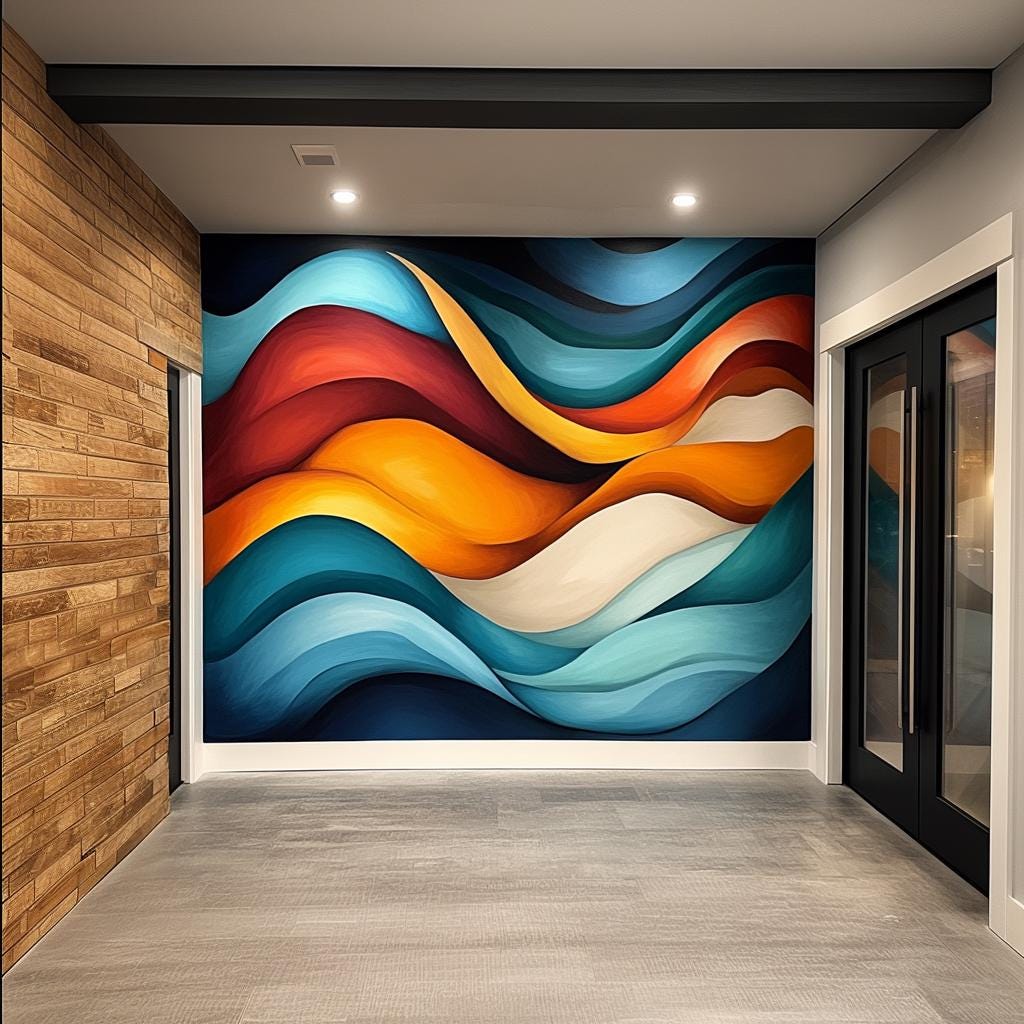 Alternate gallery view of Abstract Waves Wallpaper Sticker.
