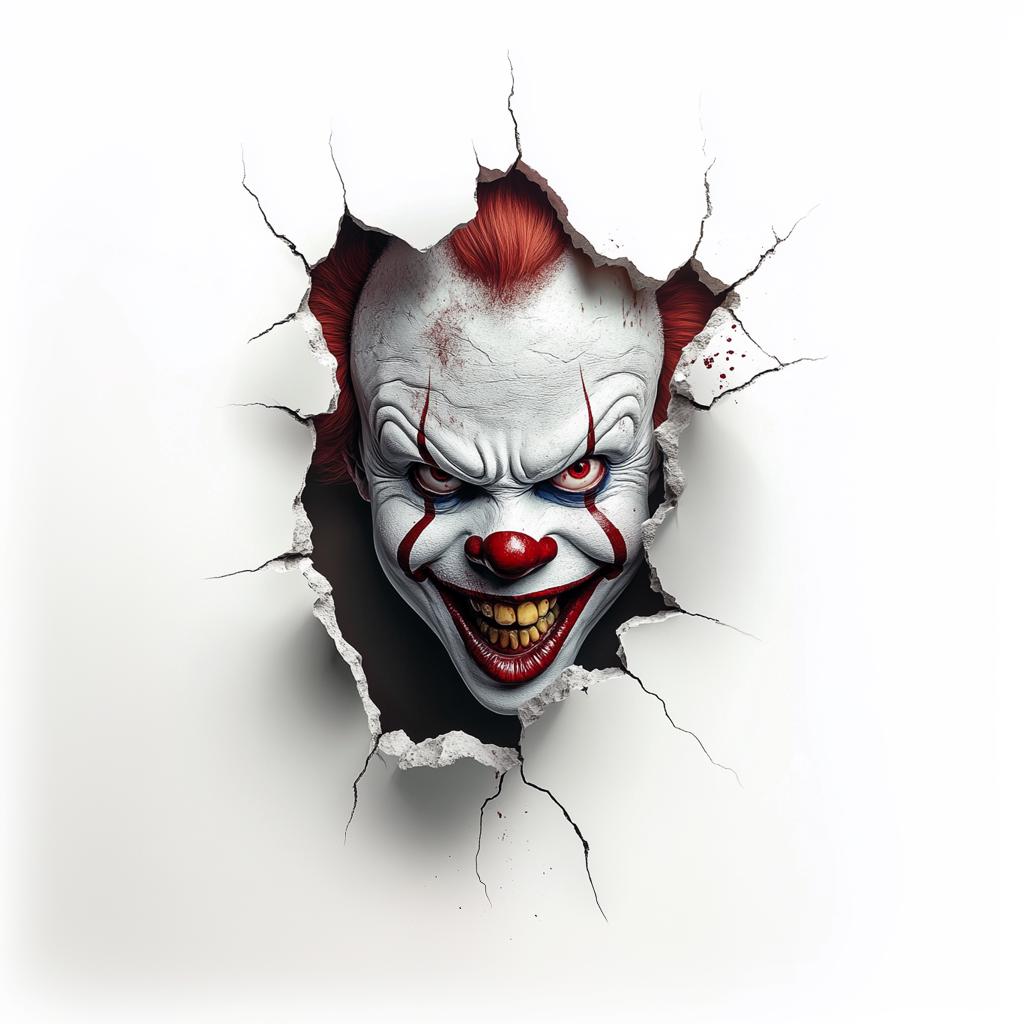 Alternate product view of 3D Evil Clown Wall Sticker.