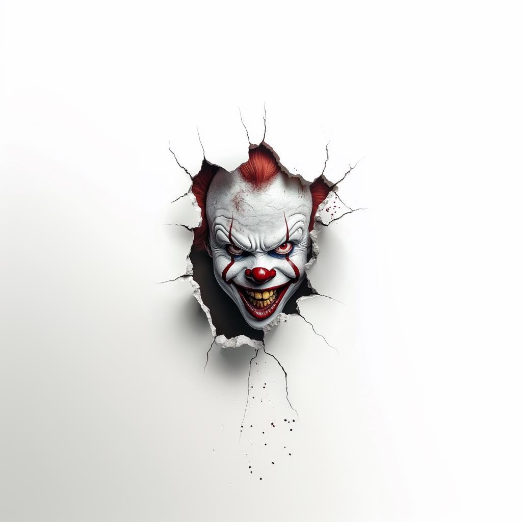 Product gallery view of 3D Evil Clown Wall Sticker.