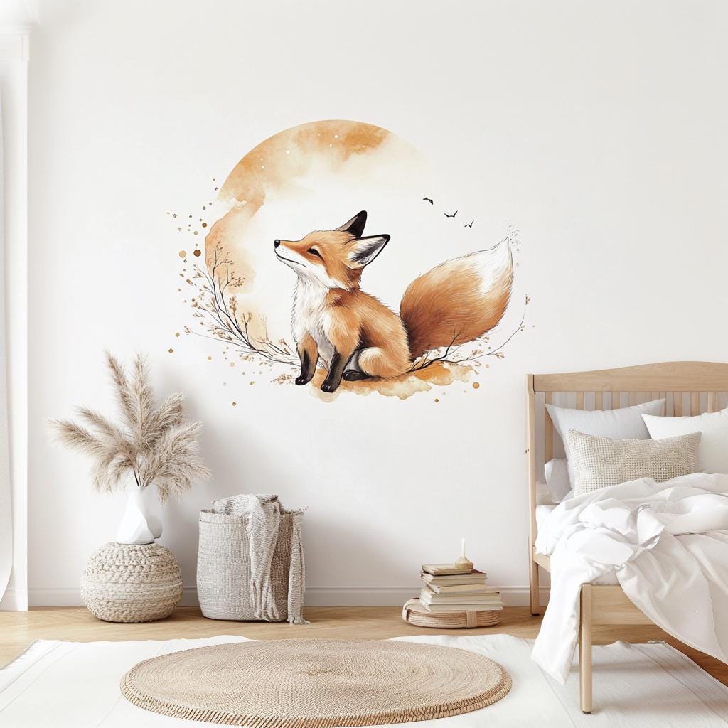 Alternate gallery view of Fox Wall Decal | Cute Fox Nursery Wall Sticker | Baby Room Forest.