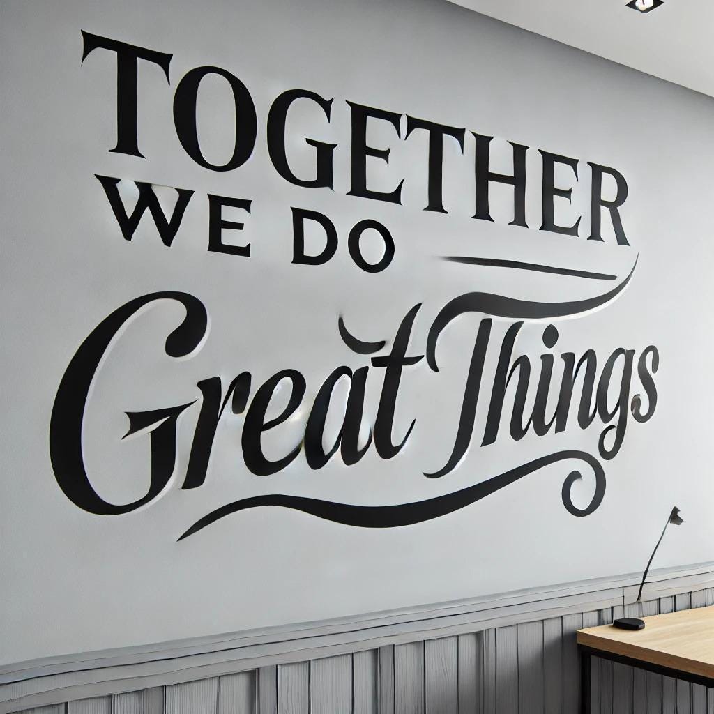 Together We Do Great Things Wall Decal displayed in a room setting.