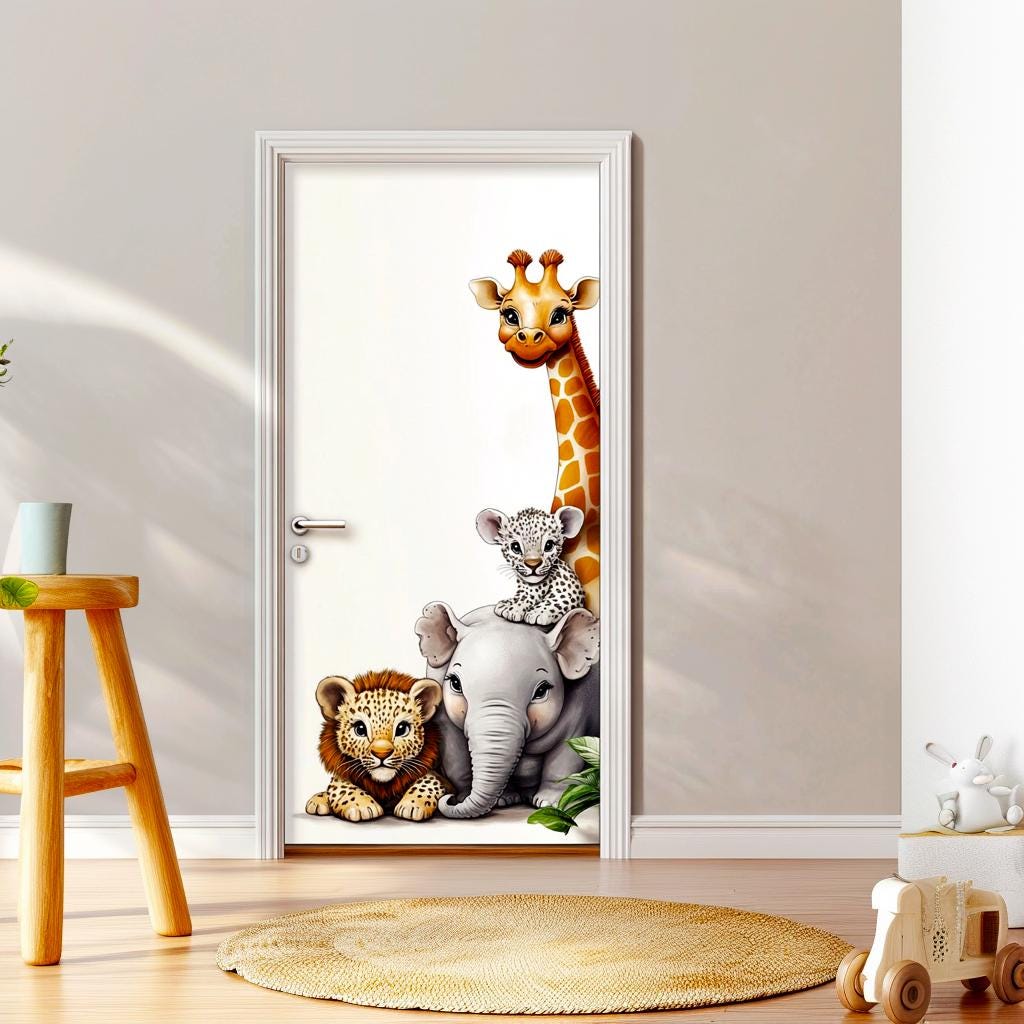 Additional product view of Safari Animal Door Sticker.