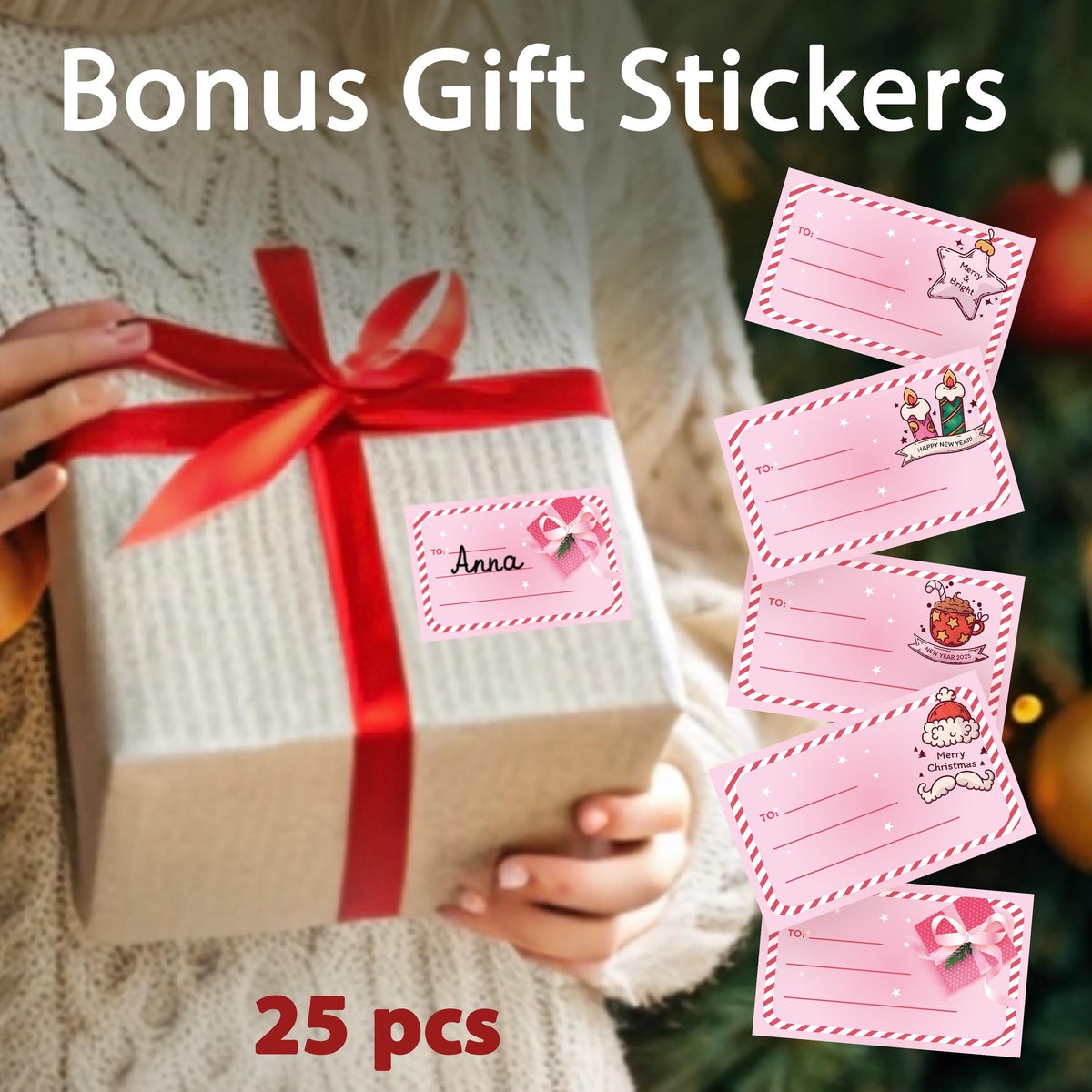 Additional product presentation of Pink Christmas Sticker Set.