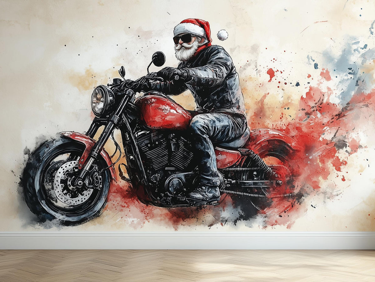 Alternate gallery view of Biker Santa Wall Mural.