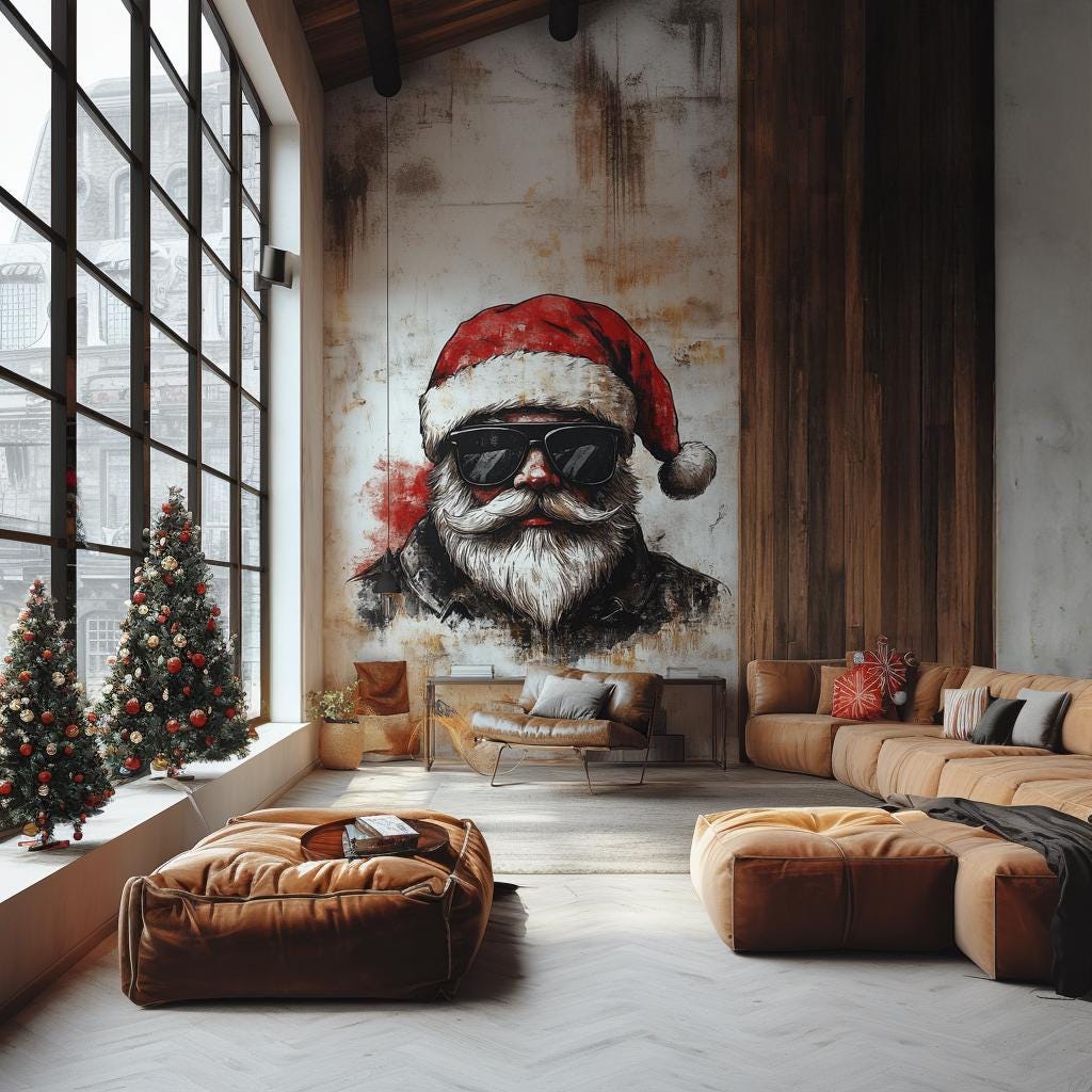 Alternate gallery view of Biker Santa Wall Mural.