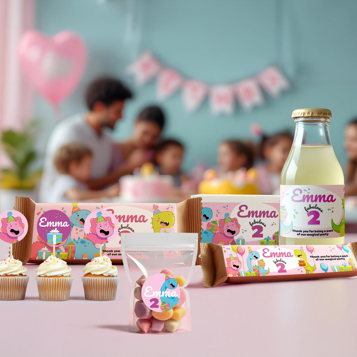Product view of Dinosaur Themed Personalized Kids Birthday Sticker Set.