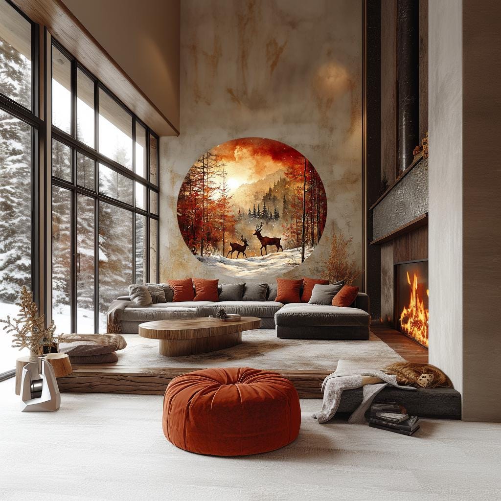 Additional product view of Winter Forest Wall Sticker Decal.