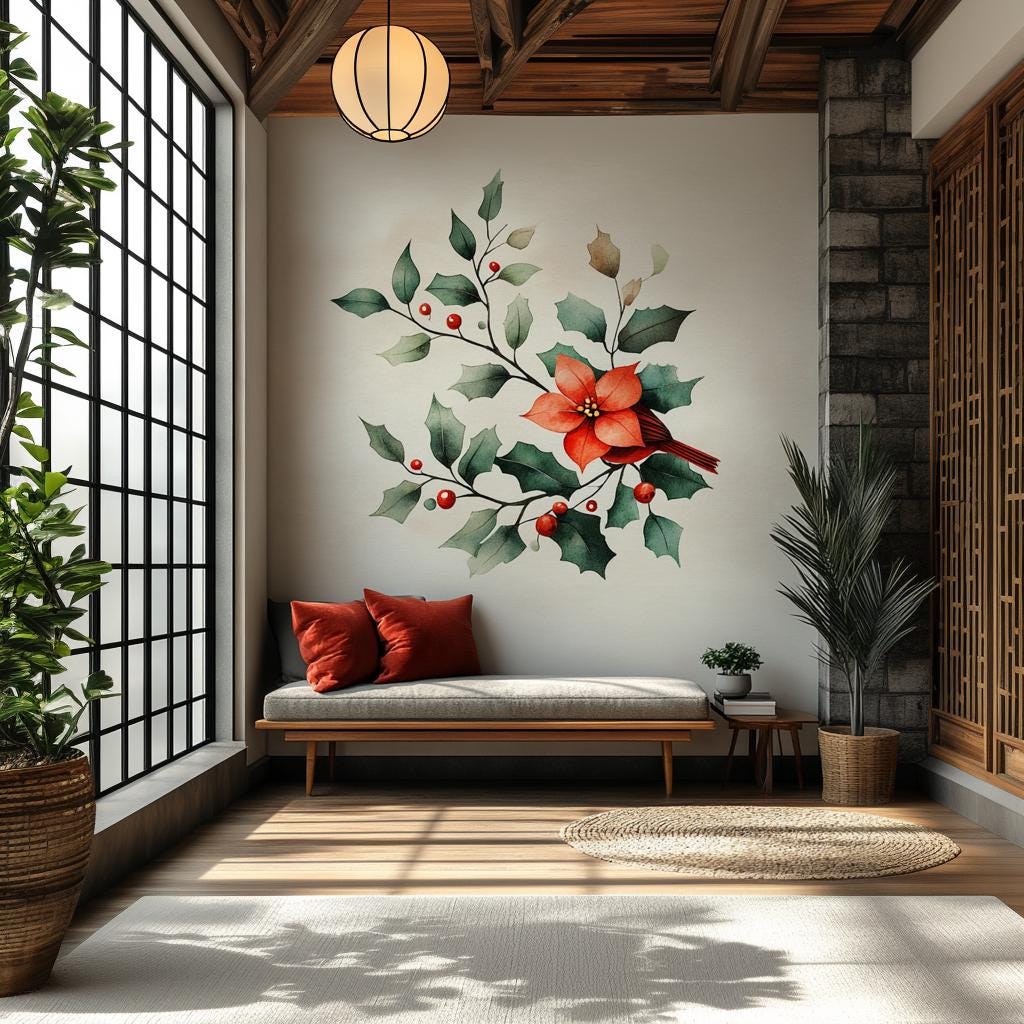 Alternate gallery view of Poinsettia Holly Wall Mural.