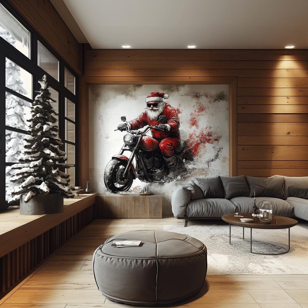 Alternate gallery view of Biker Santa Claus Wall Mural.
