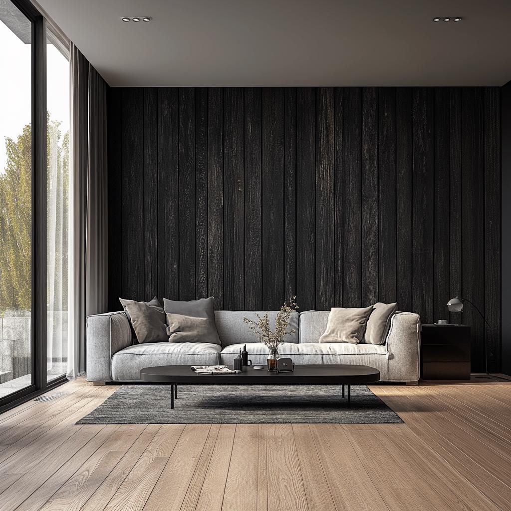 Alternate gallery view of Black Woodgrain Vinyl Wallpaper.