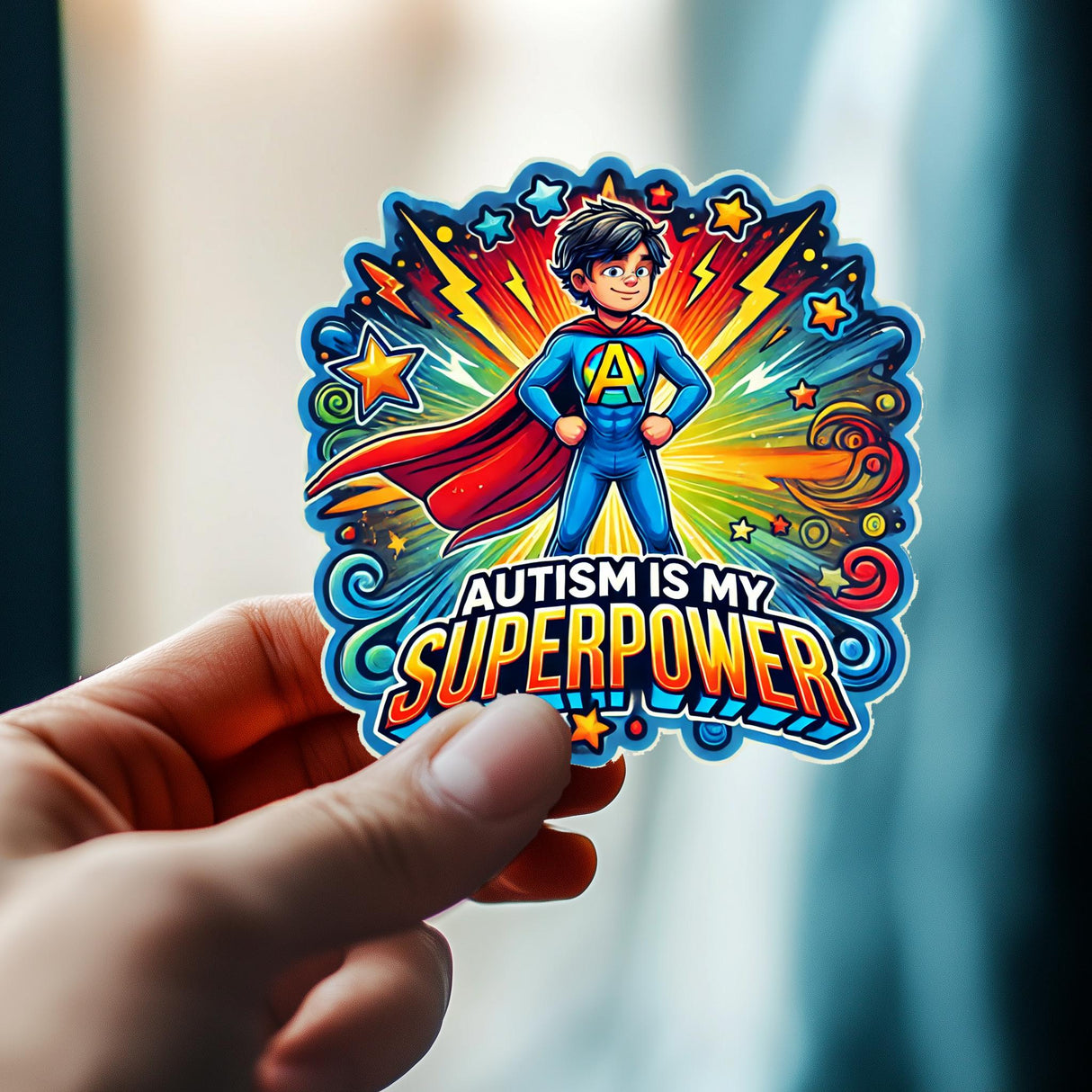 Product view of Autism Is My Superpower Sticker.