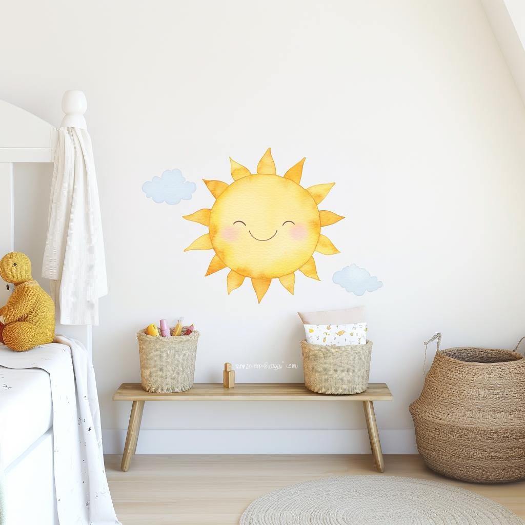 Additional product view of Smiling Sun Wall Decal Sticker.