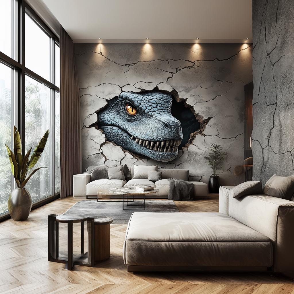 Additional product view of 3D Dinosaur Wall Mural.
