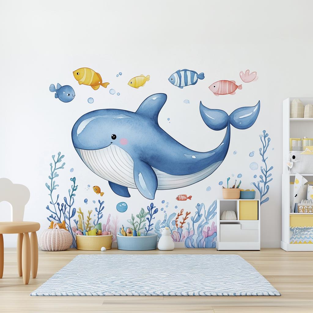 Additional product view of Whale Wall Decals for Kids.