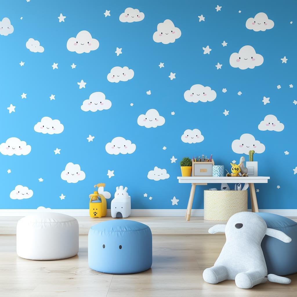 Additional product view of Cloud and Star Wall Decals.