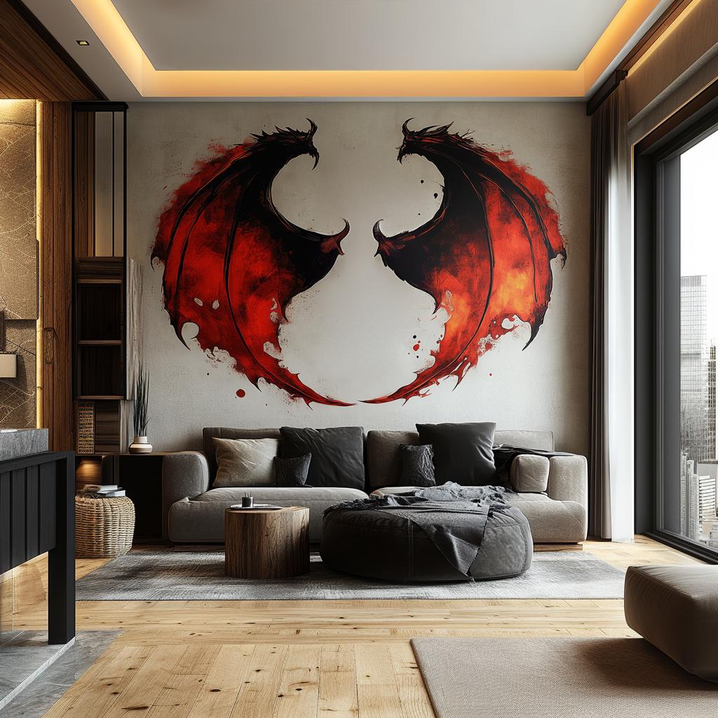 Additional product view of the red and black dragon wing decal.